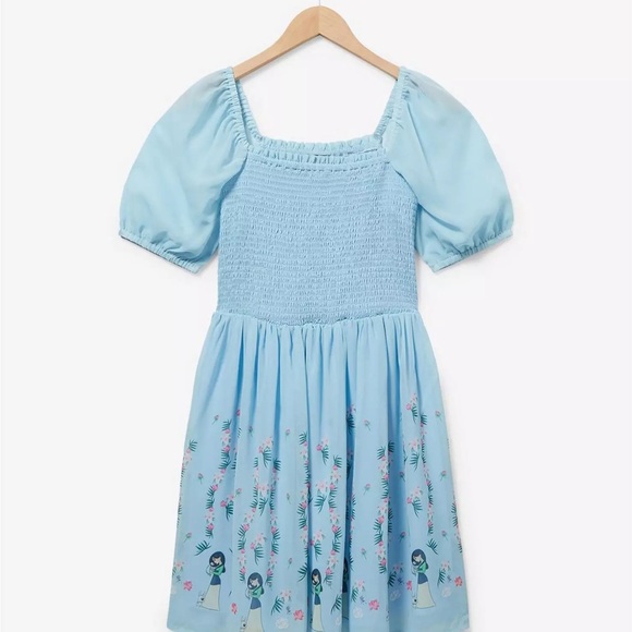 BNWT-Disney Mulan (& Little Brother) Light Blue Embroidered Mini Dress - Picture 2 of 12